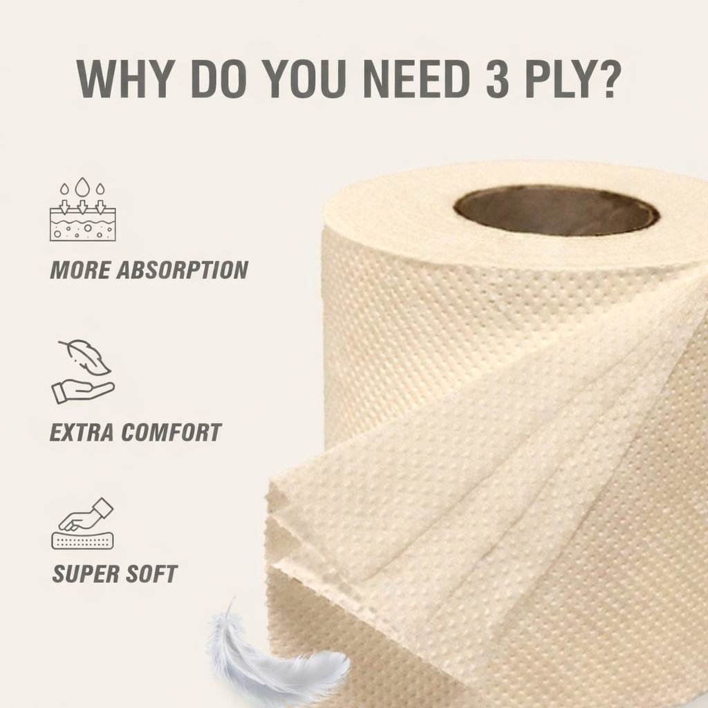 BAMEA Toilet Tissue Rolls | 3-ply, 1600 Pulls (160 x 10 Rolls) | Tissue Paper Roll, Toilet Paper Roll - Eco Friendly, Soft & Highly Absorbent, 100% Natural Bamboo, Chemical-Free, Hypoallergenic