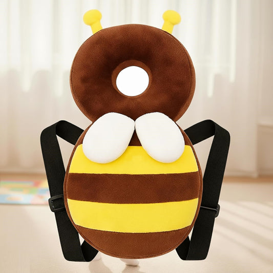 GIGGLI™ Baby Head Protector Cushion with Adjustable Straps, Bee-Shaped Plush Soft Baby Safety Helmet for Crawling & Walking, Lightweight Back Protection for Toddlers (Yellow & Brown, 6–24 Months)