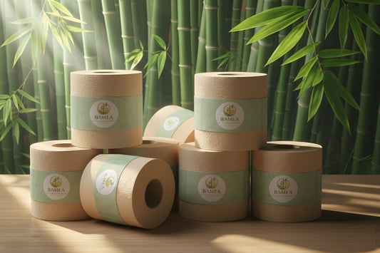 BAMEA Toilet Tissue Rolls | 3-ply, 1600 Pulls (160 x 10 Rolls) | Tissue Paper Roll, Toilet Paper Roll - Eco Friendly, Soft & Highly Absorbent, 100% Natural Bamboo, Chemical-Free, Hypoallergenic