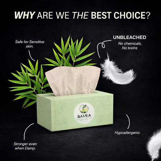 BAMEA Bamboo Facial Tissue Paper Box-Soft Pack |200 pulls x 3 packs | Super Soft, Skin Friendly & Highly Absorbent Face Tissue Napkins | Car Tissues | 100% Natural & Ecofriendly | 2 ply-600 Pulls