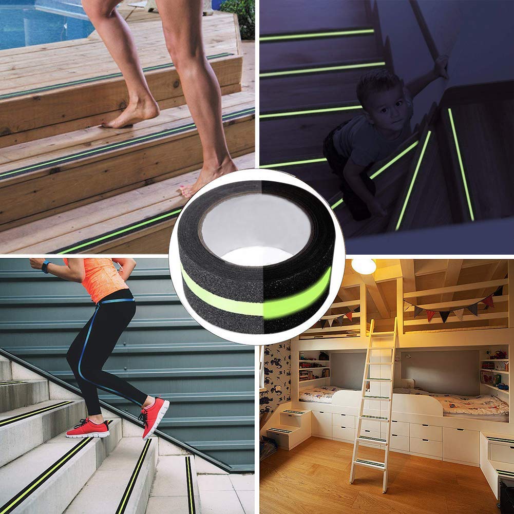 INFINEXUS Anti Slip Grip Tape,Non-Slip Traction Tapes With Glow In The Dark Reduce The Risk Of Slipping For Indoor Or Outdoor Stair Tread Step And Other Slippery Surfaces,2 InchX5 Metre