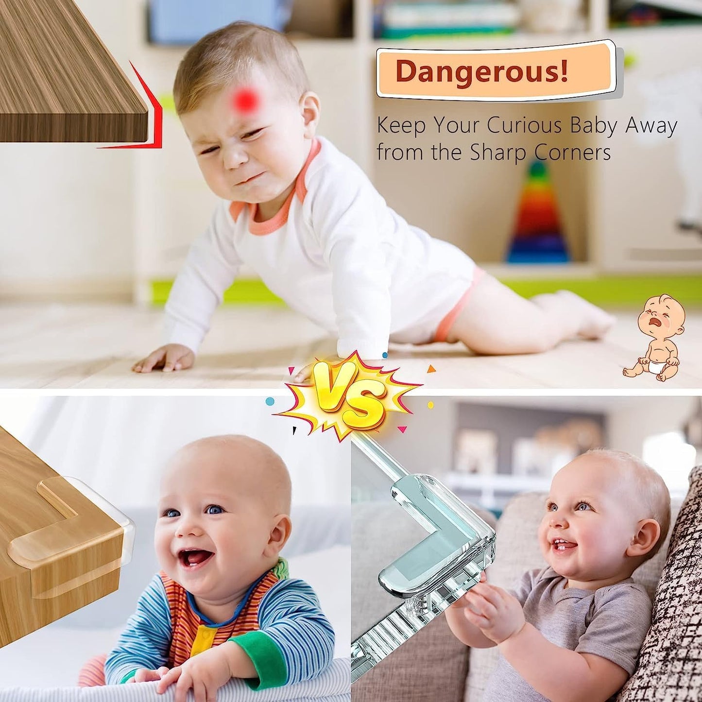 Giggli L-Shape Silicone Corner Guards | Baby Safety Edge Protector, Transparent Corner Protectors