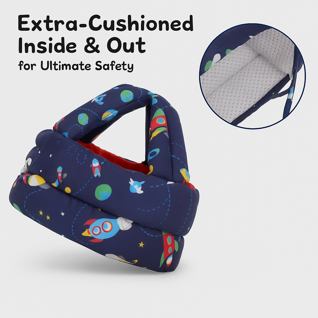 Giggli Baby Safety Helmet | 360° Head Guard with Cushion, Ear & Size Adjustment  (Navy Blue)