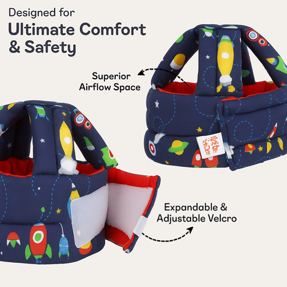 Giggli Baby Safety Helmet | 360° Head Guard with Cushion, Ear & Size Adjustment  (Navy Blue)