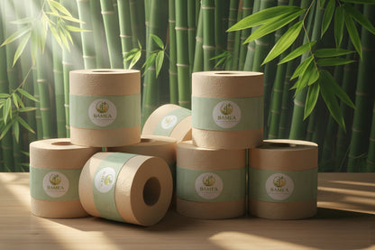 BAMEA Toilet Tissue Rolls | 3-ply, 1600 Pulls (160 x 10 Rolls) | Tissue Paper Roll, Toilet Paper Roll - Eco Friendly, Soft & Highly Absorbent, 100% Natural Bamboo, Chemical-Free, Hypoallergenic