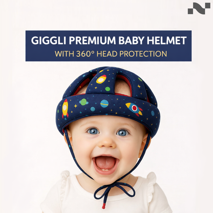 Giggli Baby Safety Helmet | 360° Head Guard with Cushion, Ear & Size Adjustment  (Navy Blue)