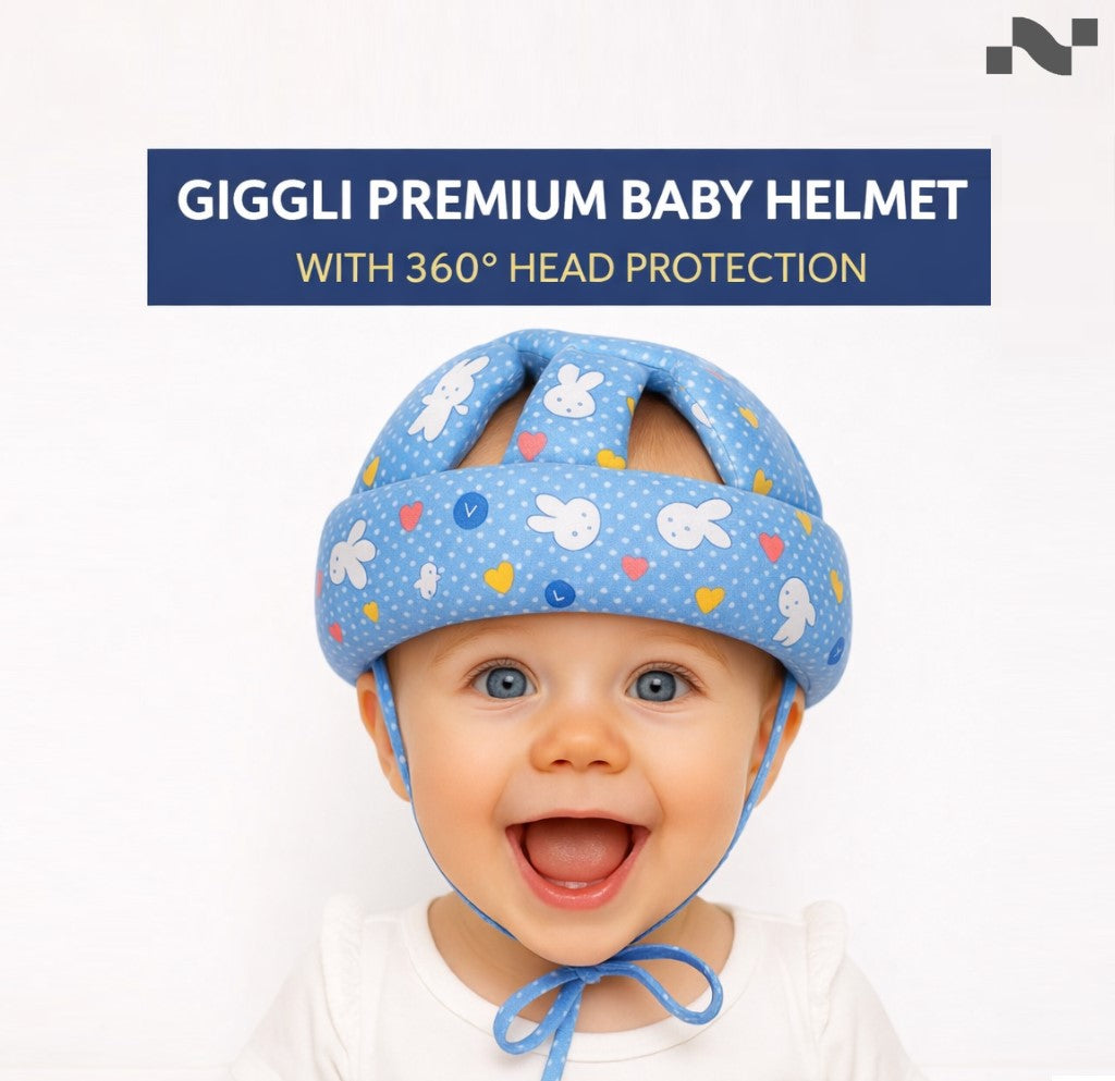 Giggli Baby Safety Helmet | 360° Head Guard with Cushion, Ear & Size Adjustment  (Navy Blue)