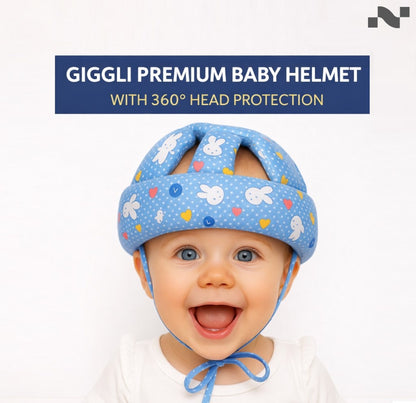 Giggli Baby Safety Helmet | 360° Head Guard with Cushion, Ear & Size Adjustment  (Navy Blue)