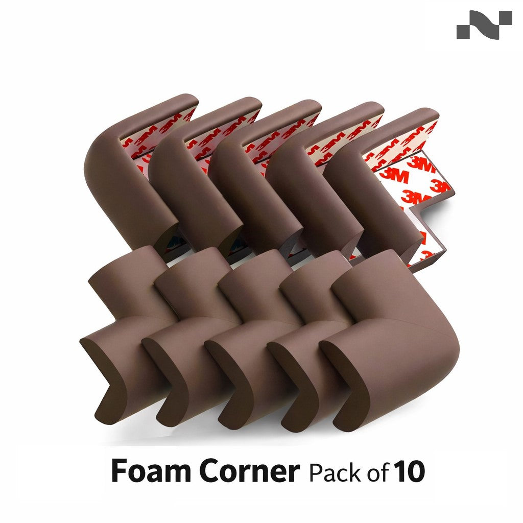 GIGGLI™ Baby Safety Edge Guard & Corner Guard Set | Foam Corner Protectors, Baby Proofing Edge Guards, Child Safety Furniture Protection – BROWN (10pcs)